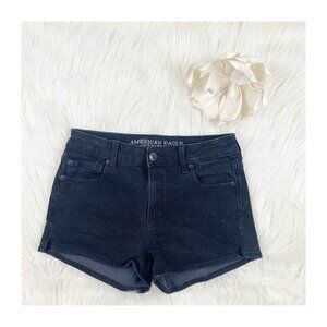 American Eagle Hi-Rise Shortie Black Distressed Wash Denim Shorts Women's Size 2